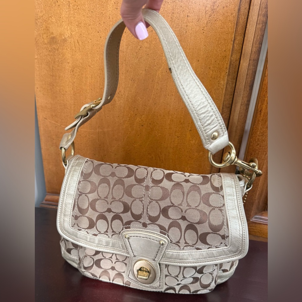 Coach Vintage Legacy Signature Gold trim Shoulder Bag